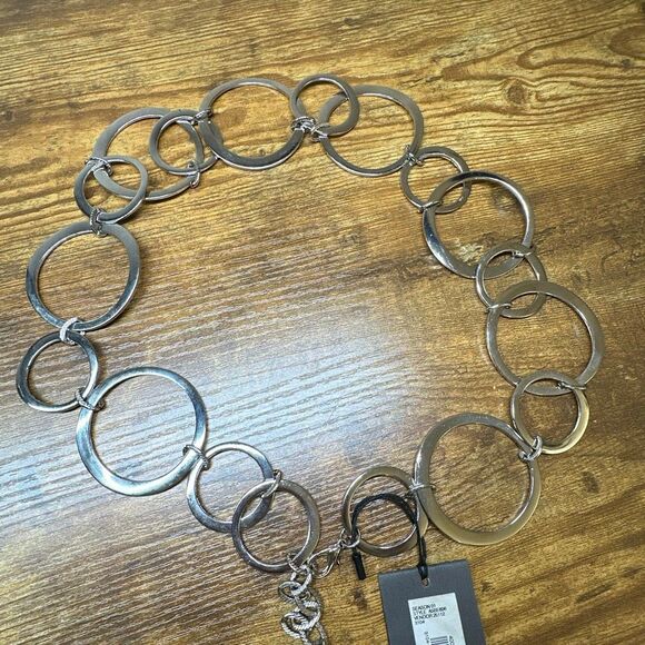 Armani Exchange A/X Belt Womens Silver Chain Hoops Retro Inspired Adjustable - Picture 7 of 7